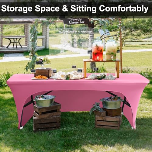 ABCCANOPY 6 FT Open Back Spandex Table Cover, Fitted Tablecloth, Pink by ABCCANOPY - Used condition - Image 2