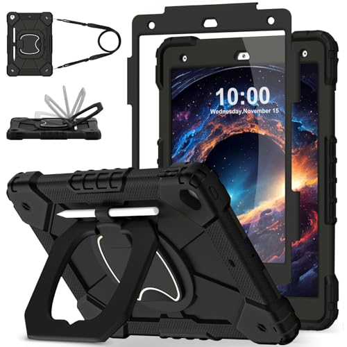 Image of WESOROL Case for iPad 9th /8th /7th Generation 10.2 Inch (2021 /2020 /2019),Full-Body Drop Protection 9th Generation iPad Case with Rotating Stand Screen Protector Pencil Holder Holde,Black