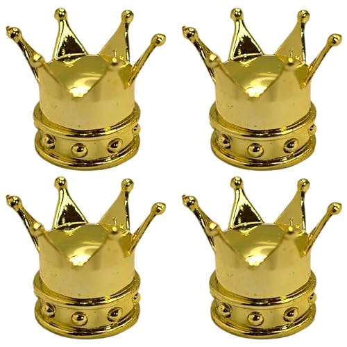 cyclingcolors 4 tapas de válvula corona King Queen plástico para válvula Schrader llantas bicicleta motocicleta coche quad patinete eléctrico, oro