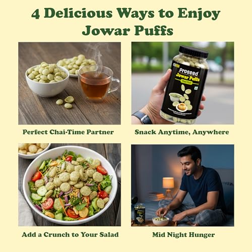 Image of Proseed Jowar Puffs (Pani Puri) | 150g x 1 Pack | Slow Roasted & 100% Veg | No Refined Flour, Sugar & Trans-Fat | Gluten Free | No Palm Oil | Healthy Travel Friendly Millet Snacks