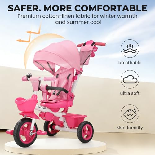 EOOWOY 7 in 1 Toddler Tricycle, Baby Tricycle 360° Swivel Seat for 18M-5Y by EOOWOY - Used condition - Image 7