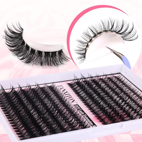 Image of Cluster Lashes 280 pcs Lash Clusters D Volume Eyelashes Extensions 9-16 mm Mix 40D+50D Individual Lashes Thin Band Eyelashes Cluster for DIY Lash Extension Beginners (Lash Clusters)
