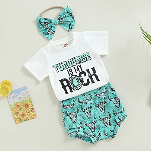Newborn Infant Baby Girl Outfit 3pcs Letter Print Western Clothes Sets Short Sleeve Tassel T-Shirts Shorts3