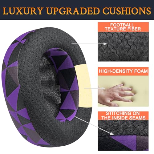 Image of SOULWIT Mesh Fabric Replacement Earpads for Steelseries Arctis Nova Pro Wireless /Arctis Nova Elite Headphones, Ear Pads Cushions with High-Density Noise Isolation Foam, Added Thickness - Purple Black