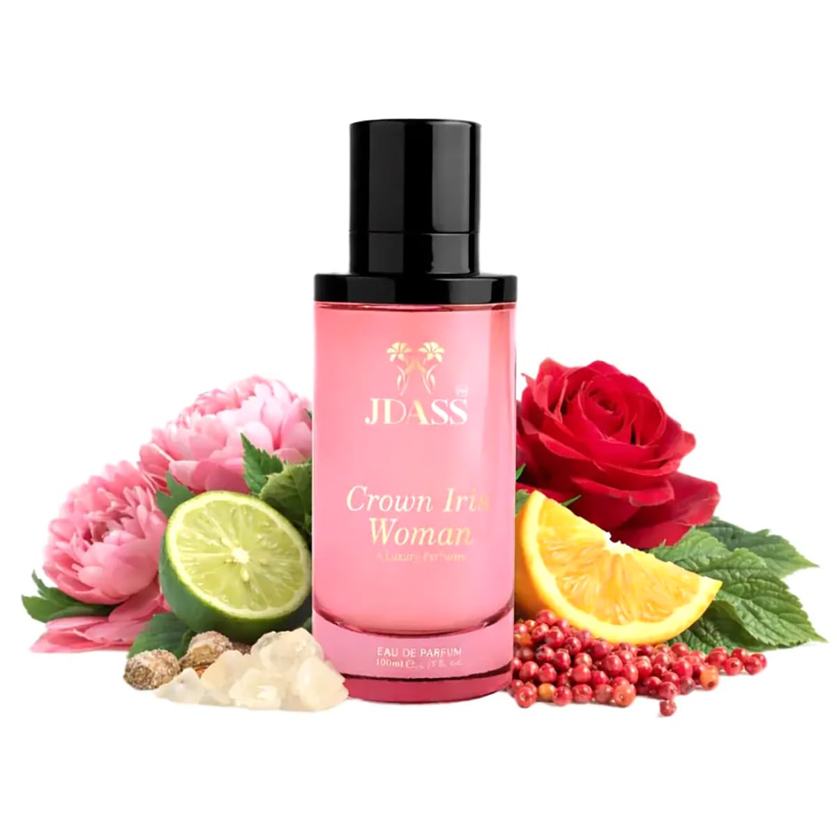 JDASS Crown Iris Woman Luxury Eau De Parfum - 100ml | Alcohol Denat & Aqua Fragrance | Crafted with UK & France Oils | Long Lasting for 12 Hours | Ideal Gift for Her Smooth Daily, Party & Evening Use-picture-45