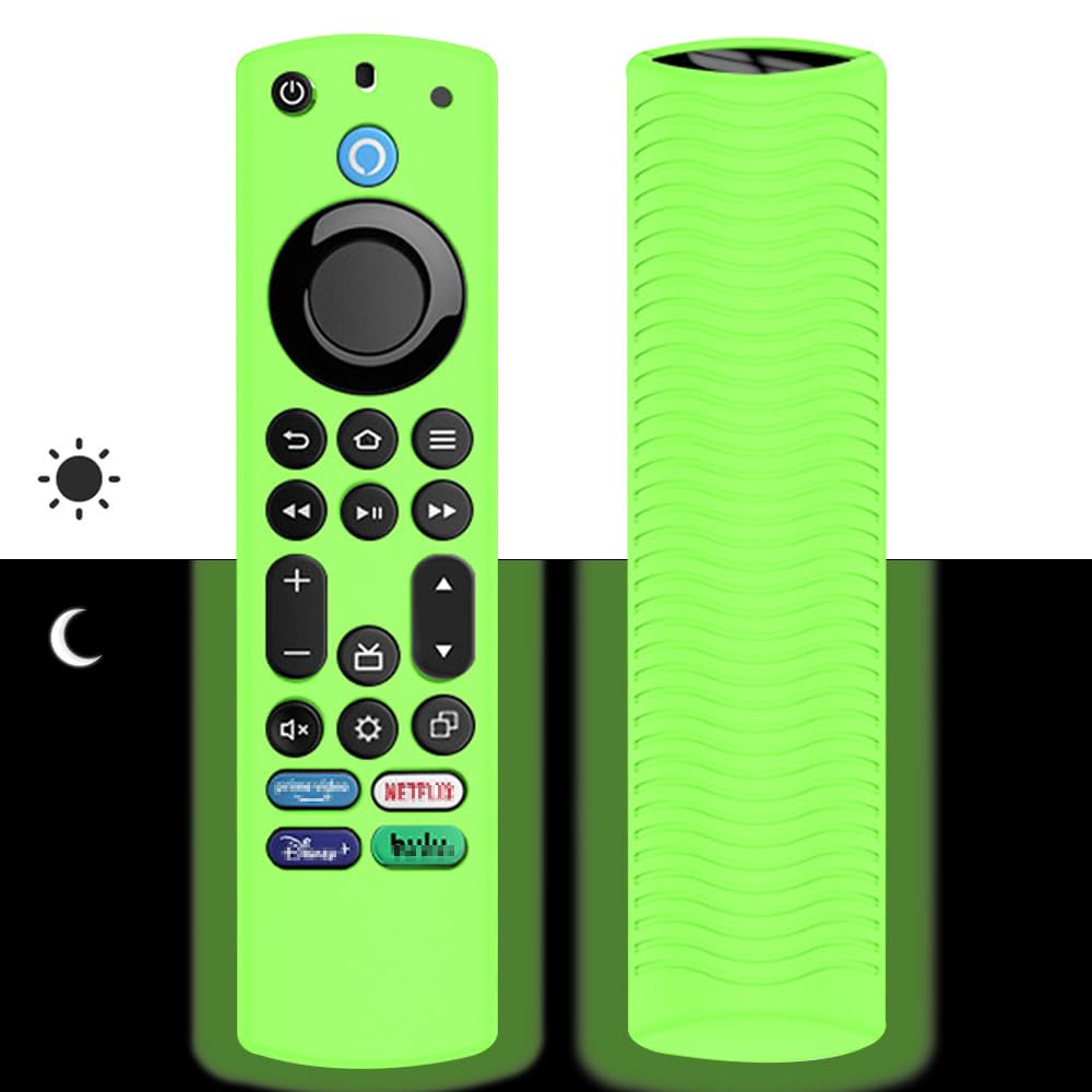 Estuche Remoto de Silicona Compatible con Firestick 4K Max/Toshiba/Insignia Alexa Stimme Fernbedienung Erweitert,Funda Protectora-Brilla en la Oscuridad