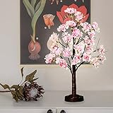 FUCHSUN Artificial Cherry Blossom Tree Lamp with Led Lights 24 Inches Lighted Tree with Pink Silk Flowers Spring Decoration with 8 Functions and Timer for Home Office Party Wedding (Warm White Light)