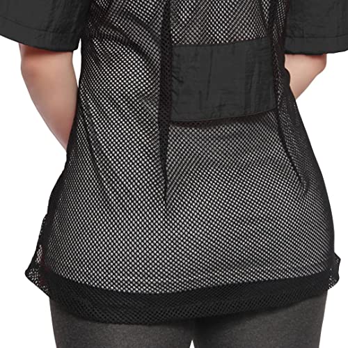 Mesh Back Salon Jacket Black 2 pockets zipper (large, Black)2
