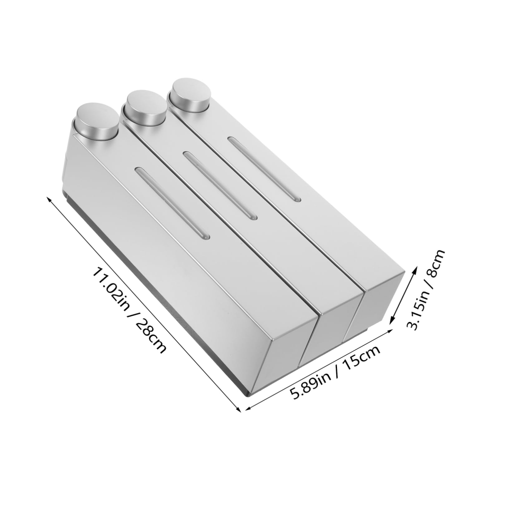 DECHOUS Dispenser di Sapone da Parete Manuale a 3 Camere, Design Argentato, Abs e Pvc, per Shampoo e Bagnoschiuma in Bagno e Doccia