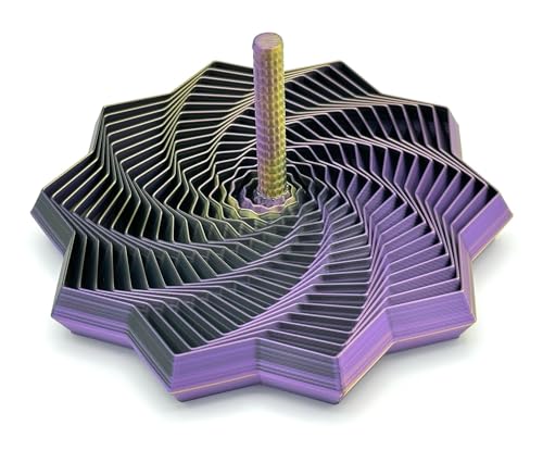 Image of Expanded Sensory Fidget Star with Handle - Visually Captivating and Satisfyingly Noisy! (Black - Gold - Purple, Medium)