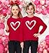 Remimi Kids Valentine Shirt Long Sleeve Girls Fashion Cute Heart Printed Special Event Sweatshirt Red 7-8 Years