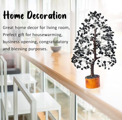 Image of Crocon Black Tourmaline Crystal Tree of Life Birthday Gifts for Men, Dad, | Friend Healing Crystals Spiritual Shelf Crystal Decor Feng Shui Table Decor Gift for Men Housewarming Unique Home Decor