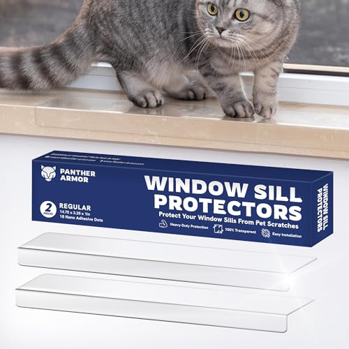 Panther Armor Window Sill Protector 2 Pack Window Sill Cover and Windowsill Protector for Dogs and Cats Clear Window Ledge Protector Fits 29.5 x 3.25 Inch Sills Easy Stick On Install Regular