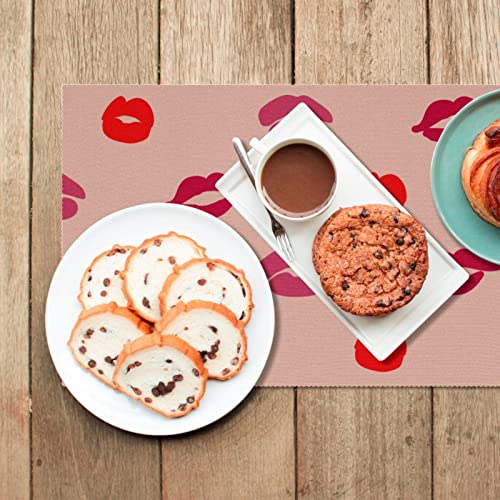 Sets de table tissu Oxford Red Rosy haute résistance et finitions de cuisine