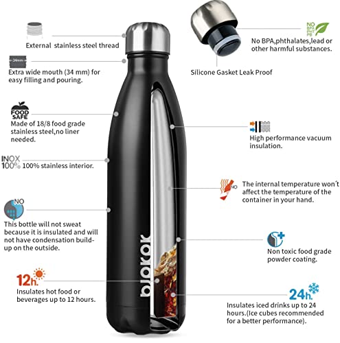 Image of BJPKPK 25 oz Insulated Water Bottle, Stainless Steel Flask, Leak Proof