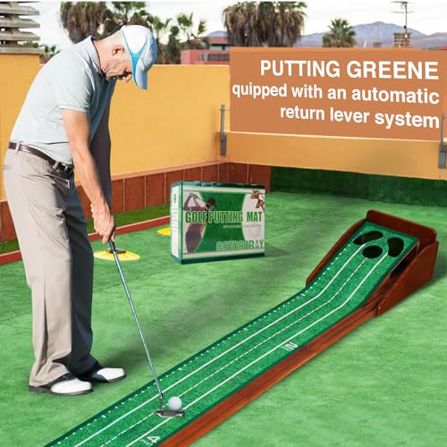 Image of Putting Green Indoor,Golf Putting mat with Auto Ball Return - Premium Golf Putting Mat for Home, Office, or Outdoors - Golf Gift for Men & Women, Practice Anywhere