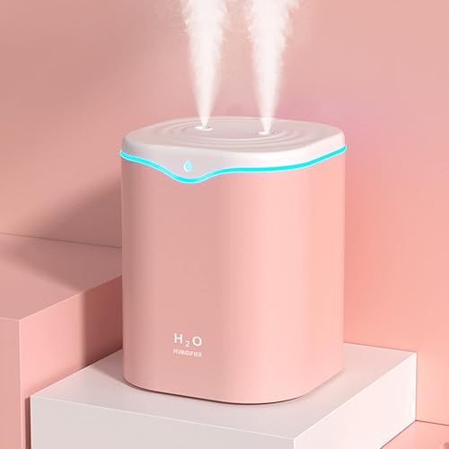 Miniatura 8 de YUHOME Humidificadores de doble pulverización de 2L con luz LED, humidificador de apagado automático de niebla fría, humidificadores de escritorio