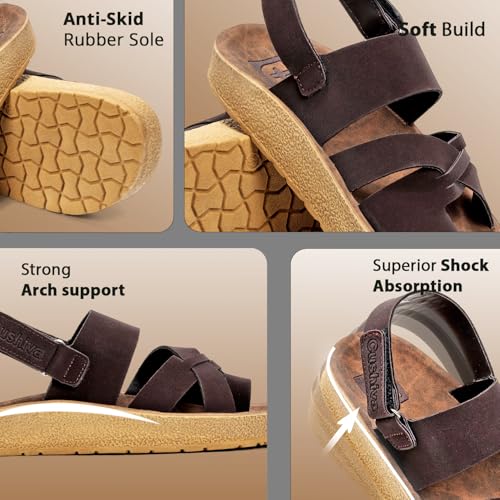 Image of Men Comfort Back Strap Sandals - Adjustable Slingback Flat Sandals with Cushioned Footbed, Lightweight Sole, Casual Everyday Wear Supportive Slip-On Style