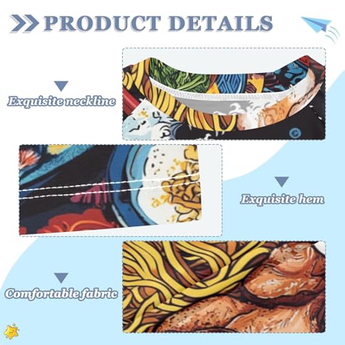 Boys Swing Shirts Noodle Ramen Wave Egg Rashguard Short Sleeve Kids T-Shirts Sun UPF 50+3