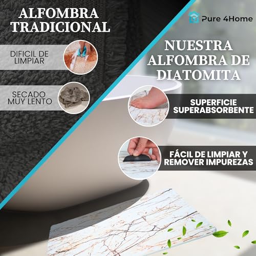 Miniatura 4 de Pure 4home - Alfombra Diatomita Baño De Piedra, Secado Rapido Ultra Absorbente Y Antideslizante, 60cmx39cm Alfombrilla Diatomita De Piedra Para Baño Stone Bath Mat Quick Dry
