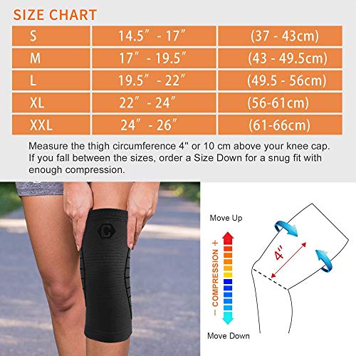 image for CAMBIVO 2 Pack Knee Compression Sleeve, Knee Brace Support for Men and