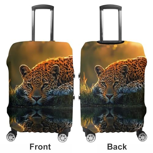 Leopard Reflection Unisex Luggage Cover Washable Travel Suitcase Case Elastic Baggage Protective Covers XL3