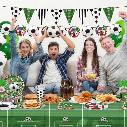 image for Peiking Soccer Party Supplies Decorations Kit for 24 Guests-The 23rd W