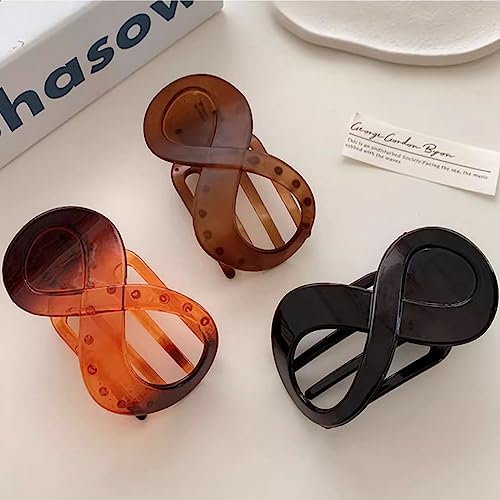 Foto von Fanjuanlan 3 Pcs Haarspangen, Damen Schildpatt Rutschfest Haarklammern, Dünnes Elegant Haar-Accessoire Haar Accessoire Frauen Mädchen Big Hair Clip (Schwarz/braun/kaffee farbe)