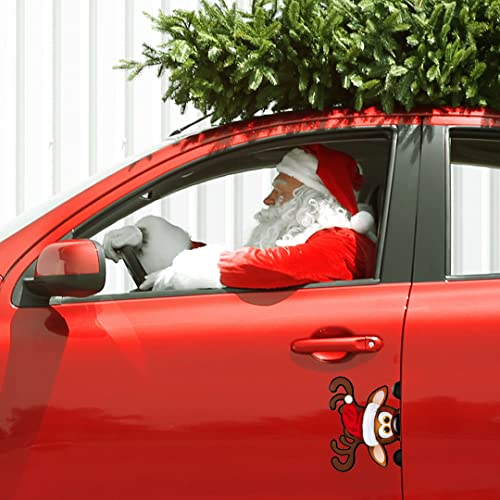 Image of Bigtime Signs Jumbo Reflective Magnetic Santa's Helper Reindeer Face Car Decorations Kit - Funny Holiday Automotive Magnet (Reindeer)