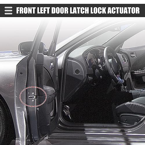 Image of Motoforti Front Left Car Door Latch Lock Actuator, for Dodge Challenger 2011-2014, Metal, Black