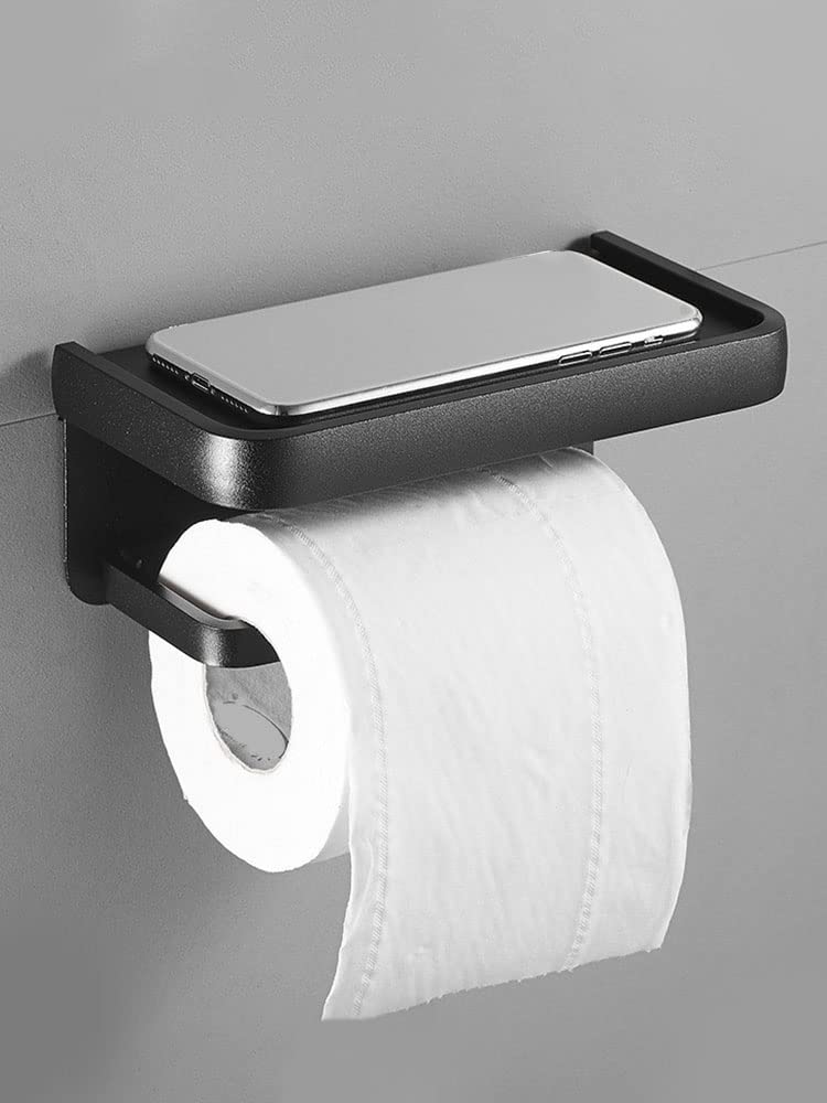 CMBSSTFC Portarrollos de Papel higiénico Negro de Aluminio Espacial, Estante sin Papel para el baño del hogar