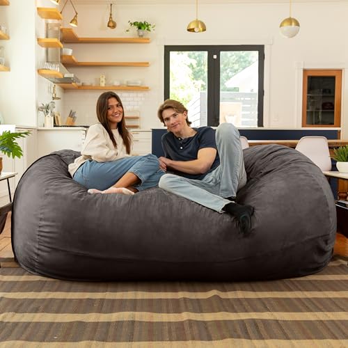 Jaxx 7 Foot Bean Bag Sofa, Charcoal