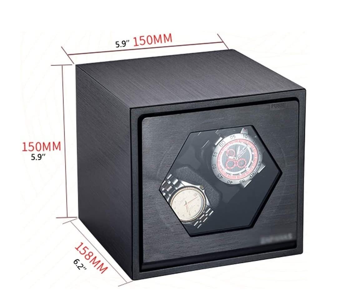 Edel Uhrenbox Uhrenkasten Automatische Uhrenbewegerbox for 2 mechanische Armbanduhrenbeweger Aufbewahrungsbox Display Herren Modern Uhrenetui(F)