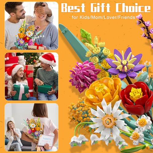 Flowers-Bouquet-Building-Set-1070PCS-Wildflower-Botanical-Collection-Kit-Artificial-Plant-Flower-Toy-for-Women-Kids-Girls-Home-Office-Decor-Gift-for-Valentines-Day-Mothers-Day-Christmas Flowers Bouquet Building Set 1070PCS Wildflower Botanical Collection Kit Artificial Plant Flower Toy for Women Kids Girls Home Office Decor Gift for Valentines Day Mothers Day Christmas