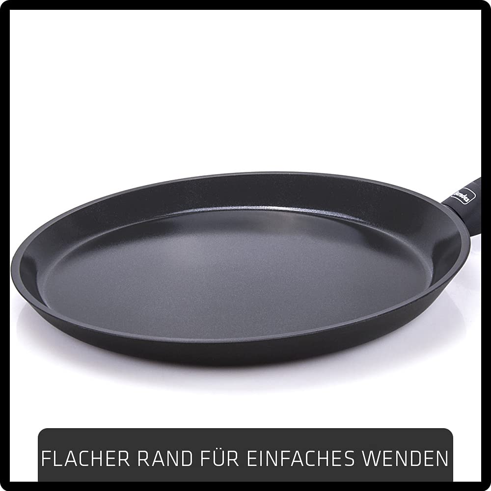 Berndes Patelnia 24 cm, płaska patelnia do naleśników i naleśników, indukcja, aluminium, powłoka zapobiegająca przywieraniu