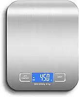 Balança de Cozinha Digital para Alimentos em Inox Resistente a Água Com Base Antiderrapante e Visor de Alta Definição Pesagem de 1g até 10kg