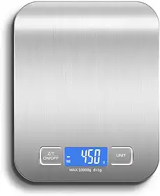 Balança de Cozinha Digital para Alimentos em Inox Resistente a Água Com Base Antiderrapante e Visor de Alta Definição Pesagem de 1g até 10kg