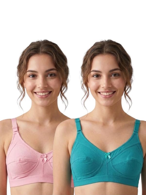 Women’s Non Padded Non Wired Cotton Full Coverage Everyday T-Shirt Bra Combo (Pack of 2)-image-16
