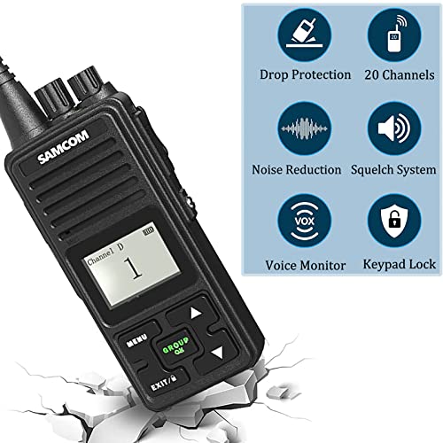 Image of SAMCOM FPCN10A Two-Way Radios Long Range, 3000mAh Rechargeable Long Standby Walkie-Talkies for Adults, Commercial Handheld UHF 2 Way Radios with Earpiece, Group Talk Dual PTT, 3 Pcs