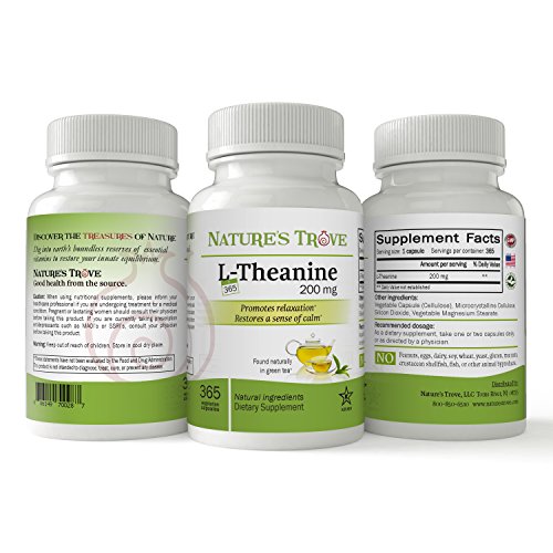 Nature's Trove L-Theanine 200mg Super Value Size - 365 Vegetarian Capsules - Image 4