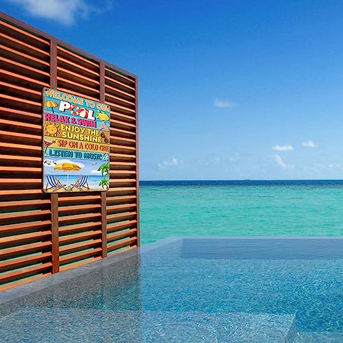Cartel metálico decorativo para piscina 12x8 pulgadas miniatura 5