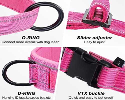 No Pull Dog Harness Pink for Small Medium Large Sized Dog, Reflective Escape Proof Adjustable Dog Harnesses with 2 Patch, L - Image 4