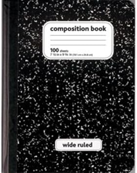 Norcom Colored Marble Composition Book, Wide Ruled, 100 Sheet, Color May Vary
