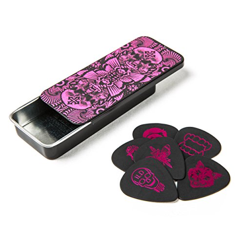 Dunlop ILDCT02 Boîte de 6 médiators I Love Dust Magenta - Les Beatles, Paul McCartney, John Lennon, RIngo Starr, George Harrison Dunlop ILDCT02 Boîte de 6 médiators I Love Dust Magenta