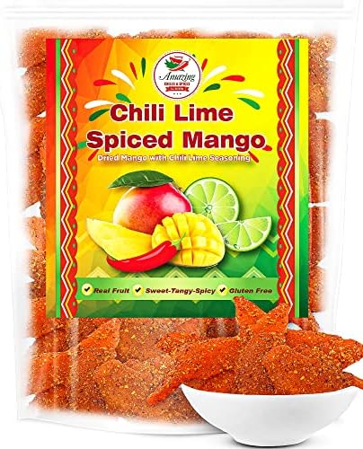 Amazing Chiles & Spices Chili Lime Dried Mango Slices, 1 lb. Bag, Sweet, Tangy, and Spicy, Authentic Mexican Style Dry Fruit, Fresh and Natural