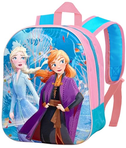 Sac à Dos 3D pour Maternelle – Cartable pour La Reine des Neiges et Frozen Fan, 31x26x11 cm, Polyester, Idéal pour les Loisirs, Cadeau 2 à 7 ans Elsa et Anna, Voyage
