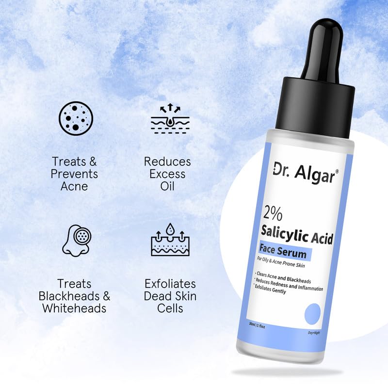 Image of Dr. Algar 2% Salicylic Acid Serum For Acne, Blackheads, Oil control & Open Pores, Serum For Clear Skin for Women & Men