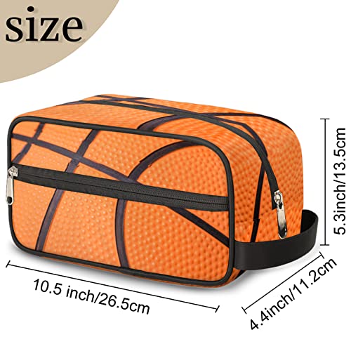 Basketball Texture Ball Portable Travel Toiletry Bag, Sport Dopp Kit Cosmetic Organizer Makeup Bag Shower Shaving Bag for Men Women2