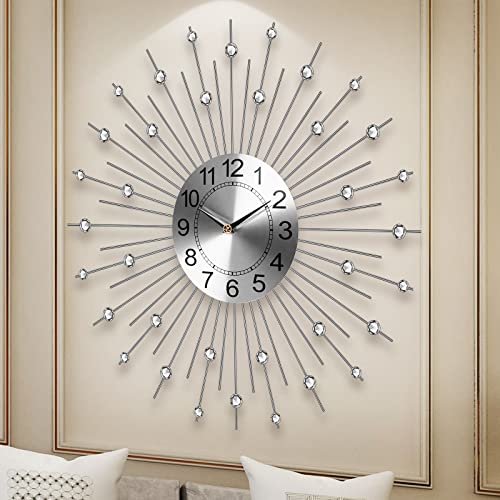 Large Wall Clock Metal Mid Century Decorative Wall Clock For Living Room Decor, 24 Inch Silent Battery Operated Big Wall Clocks Modern Home Wall Art For Bedroom,Kitchen,Dining Room,Hotels,Office #TOP6