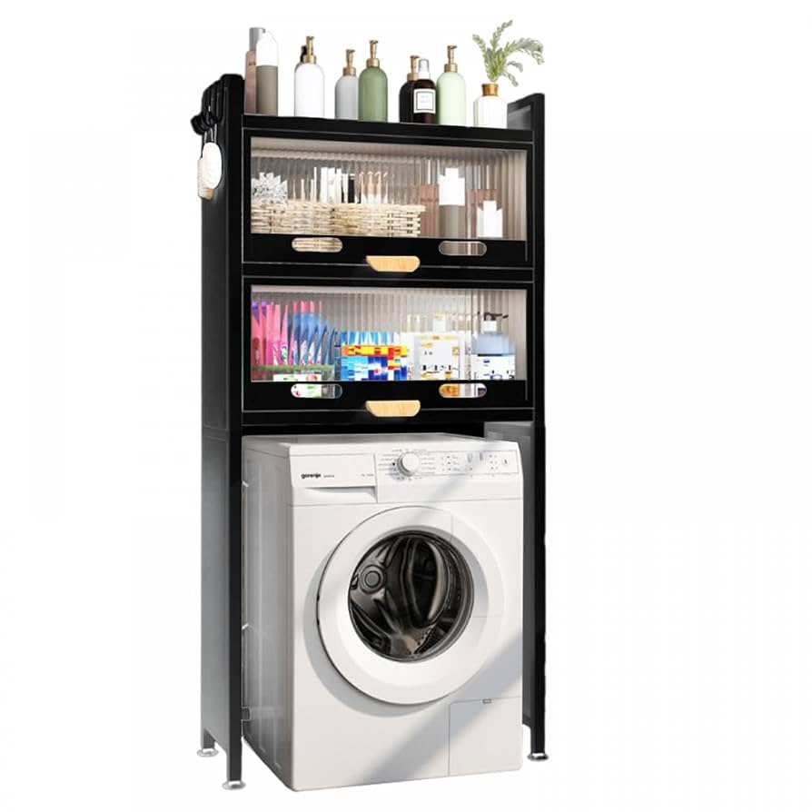 乾燥機ラック ランドリーラック洗濯収納155×76× 53 （分解型ブラック）
